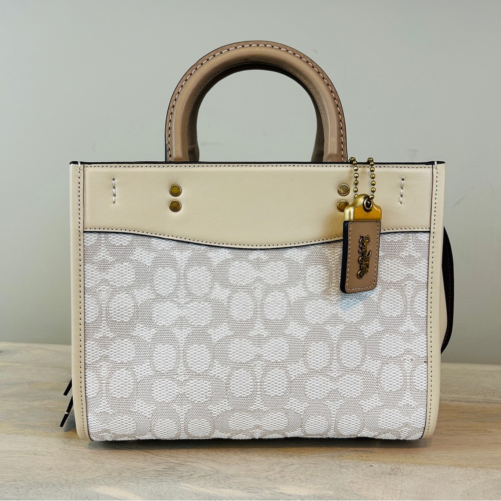 Coach Signature Jacquard Rogue 25 in Chalk/Ivory, NWT!
